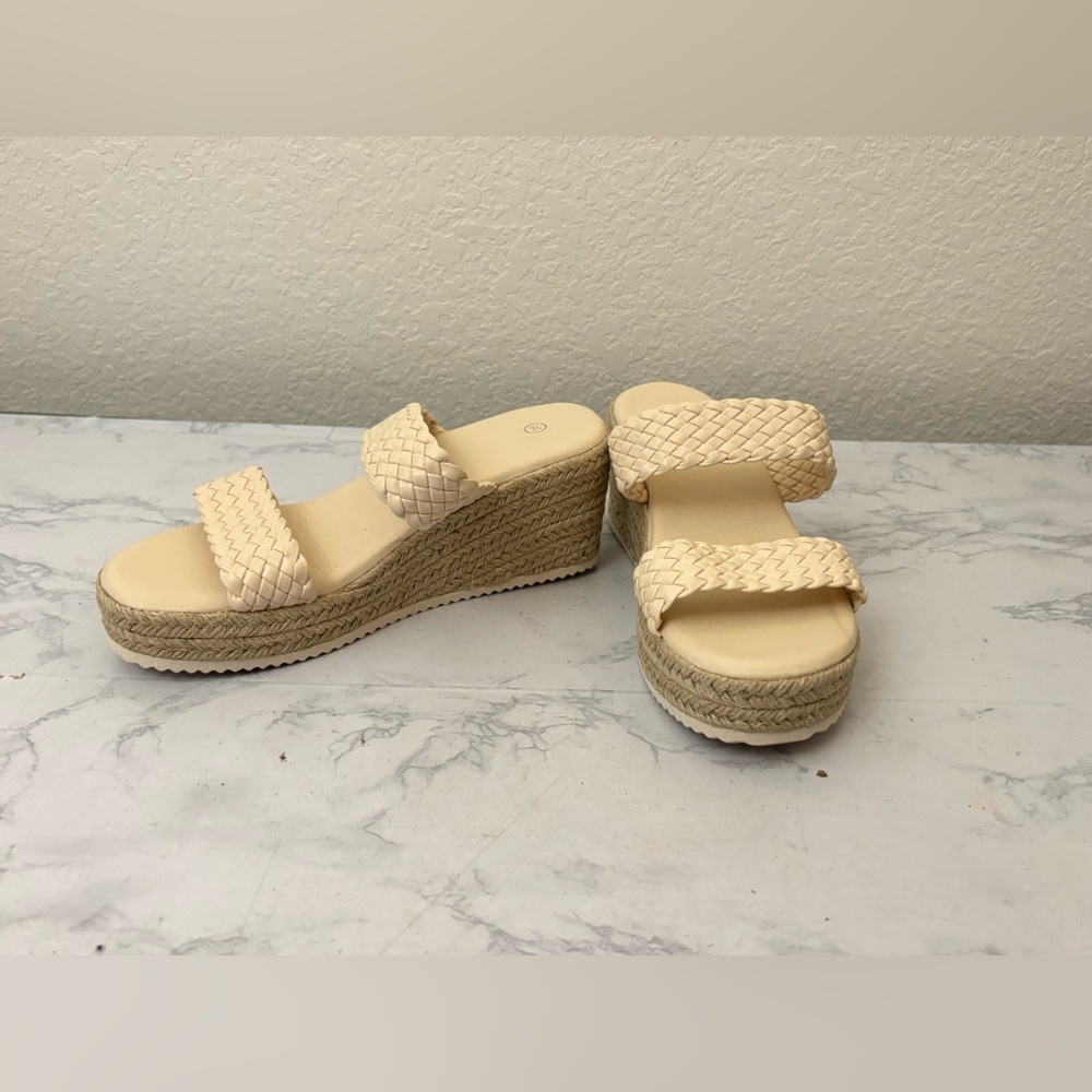Women's Braided Platform Wedge Sandals Ankle Sz 6 Slip On Summer Casual Dressy​ - Picture 3 of 7